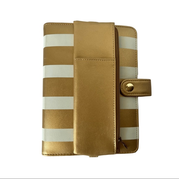 RECOLLECTIONS TWO PIECE PERSONAL SIZE DAYPLANNER / AGENDA GOLD AND WHITE - Picture 1 of 7